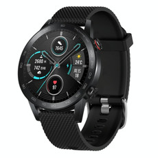 For Honor MagicWatch2 42mm 20mm Diamond Textured Silicone Watch Band(Black)