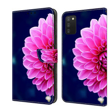 For Samsung Galaxy A03s Crystal 3D Shockproof Protective Leather Phone Case(Pink Petals)