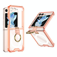 For Samsung Galaxy Z Flip5 GKK MagSafe Airbag Hinge Shockproof Phone Case with Ring Holder(Orange)