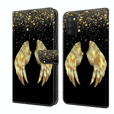 For Samsung Galaxy A03s Crystal 3D Shockproof Protective Leather Phone Case(Golden Wings)
