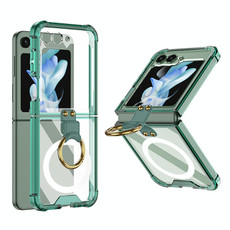 For Samsung Galaxy Z Flip5 GKK MagSafe Airbag Hinge Shockproof Phone Case with Ring Holder(Green)