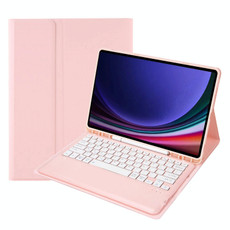 A810B For Samsung Galaxy Tab S9+ Pen Slot Detachable Bluetooth Keyboard Leather Tablet Case(Pink)