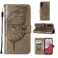 For Samsung Galaxy S23 FE 5G Embossed Butterfly Leather Phone Case(Grey) For Samsung Galaxy S23 FE 5G Embossed Butterfly Leather Phone Case(Grey)