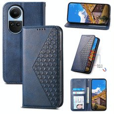 For OPPO Reno10 Global / Reno10 Pro Global Cubic Grid Calf Texture Magnetic Leather Phone Case(Blue) For OPPO Reno10 Global / Reno10 Pro Global Cubic Grid Calf Texture Magnetic Leather Phone Case(Blue)