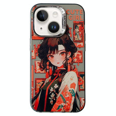 For iPhone 14 Chinese Ancient Style Electroplated Lens Ring PC Hybrid TPU Phone Case(Red Letter Girl) For iPhone 14 Chinese Ancient Style Electroplated Lens Ring PC Hybrid TPU Phone Case(Red Letter Girl)