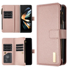 For Samsung Galaxy Z Fold3 Litchi Texture Zipper Wallet Leather Phone Case(Gold)