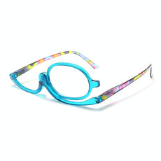 Makeup Presbyopic Glasses Monolithic Reading Glass Magnifying Glass, Degree: +400(Light Blue)