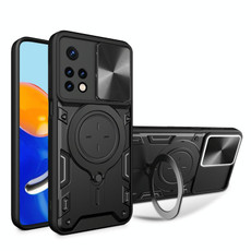 For Xiaomi Redmi Note 11 Global CD Texture Sliding Camshield Magnetic Holder Phone Case(Black)