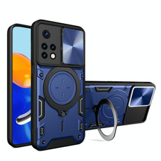 For Xiaomi Redmi Note 11 Global CD Texture Sliding Camshield Magnetic Holder Phone Case(Blue)