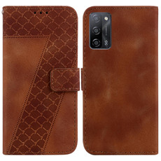 For OPPO A55 5G/A53s 5G/A54 4G/A16 7-shaped Embossed Leather Phone Case(Brown)