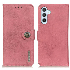 For Samsung Galaxy M34 5G KHAZNEH Cowhide Texture Horizontal Flip Leather Phone Case(Pink)