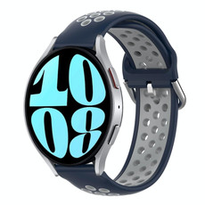 For Samsung Galaxy Watch 6 44mm 20mm Perforated Breathable Sports Silicone Watch Band(Midnight Blue + Gray)