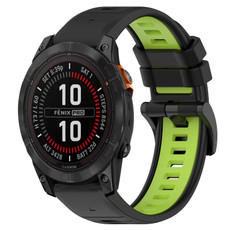 For Garmin Fenix 7X Solar 26mm Sports Two-Color Silicone Watch Band(Black+Lime Green) For Garmin Fenix 7X Solar 26mm Sports Two-Color Silicone Watch Band(Black+Lime Green)