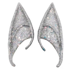 1pair Latex Elf Ears With Glitter Halloween Party Pixie Ears Cosplay Props 12cm Silver 