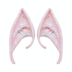 1pair Latex Elf Ears With Glitter Halloween Party Pixie Ears Cosplay Props 10cm Pink 