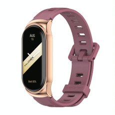 For Xiaomi Mi Band 8 Mijobs CS Case Flat Hole Silicone Watch Band(Wine Red Rose Gold) For Xiaomi Mi Band 8 Mijobs CS Case Flat Hole Silicone Watch Band(Wine Red Rose Gold)