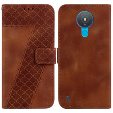 For Nokia 1.4 7-shaped Embossed Leather Phone Case(Brown)