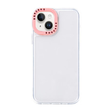 For iPhone 14 Color Contrast Lens Frame Transparent TPU Phone Case(Transparent + Light Pink) For iPhone 14 Color Contrast Lens Frame Transparent TPU Phone Case(Transparent + Light Pink)
