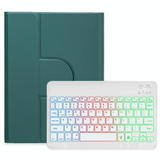 For iPad 10.2 2021 / Air 2019 Three-color Backlight White 360 Degree Rotatable Bluetooth Keyboard Leather Case(Dark Green)