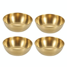 4pcs/set Stainless Steel Circular Dipped Dishes Seasoning Gastric Dish, Color: Gold