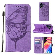 For Infinix Hot 30 4G / X6831 Embossed Butterfly Leather Phone Case(Light Purple)