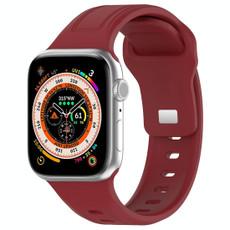 For Apple Watch 3 38mm Square Buckle Silicone Watch Band(Wine Red)