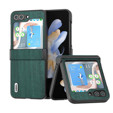 For Samsung Galaxy Z Flip5 ABEEL Wood Texture PU Phone Case(Green)