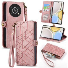 For Honor Magic4 Lite Geometric Zipper Wallet Side Buckle Leather Phone Case(Pink) For Honor Magic4 Lite Geometric Zipper Wallet Side Buckle Leather Phone Case(Pink)