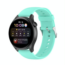 For Huawei Watch 4 / Watch 4 Pro Solid Color Silicone Stainless Steel Silver Buckle Watch Band(Teal)