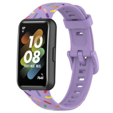 For Huawei Band 7 Sports Rainbow Dots Silicone Watch Band(Purple) For Huawei Band 7 Sports Rainbow Dots Silicone Watch Band(Purple)