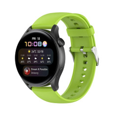 For Huawei Watch 4 / Watch 4 Pro Solid Color Silicone Stainless Steel Silver Buckle Watch Band(Lime Green)