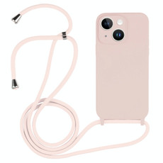 For iPhone 15 Crossbody Lanyard Liquid Silicone Case(Sand Pink) For iPhone 15 Crossbody Lanyard Liquid Silicone Case(Sand Pink)