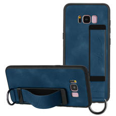 For Samsung Galaxy S8+ Wristband Holder Leather Back Phone Case(Royal Blue)