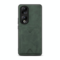 For Honor 90 Pro Denior PU Back Cover Card Slot Holder Phone Case(Green)