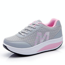 Womens Sneakers Thick Bottom Platform Shoes Mesh Breathable Rocker Shoes, Size: 41(Gray)