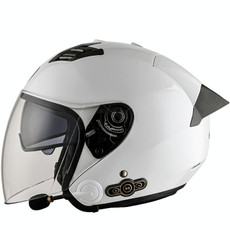 KUQIBAO Motorcycle Smart Bluetooth Sun Protection Double Lens Safety Helmet, Size: XL(White+Gray Tail)