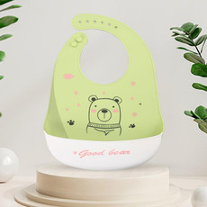 Baby Oil Spray Waterproof Silicone Bib Ultra-thin Saliva Towel, Pattern: Good Bear 2