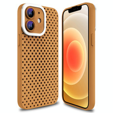 For iPhone 12 Hollow Heat Dissipation TPU Phone Case(Brown)