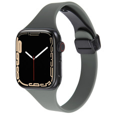 For Apple Watch 8 41mm Magnetic Buckle Slim Silicone Watch Band(Army Green) For Apple Watch 8 41mm Magnetic Buckle Slim Silicone Watch Band(Army Green)