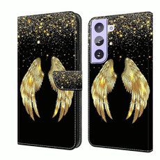 For Samsung Galaxy S21+ Crystal 3D Shockproof Protective Leather Phone Case(Golden Wings)