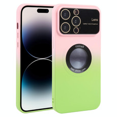 For iPhone 14 Pro Max Gradient Silicone Shockproof Magsafe Phone Case with Lens Film(Pink Green) For iPhone 14 Pro Max Gradient Silicone Shockproof Magsafe Phone Case with Lens Film(Pink Green)