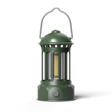 Battery Model COB Portable Outdoor Camping Lamp Atmosphere Tent Lamp Retro Lamp, Size: Small Green 