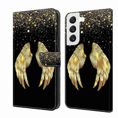 For Samsung Galaxy S22 Crystal 3D Shockproof Protective Leather Phone Case(Golden Wings)
