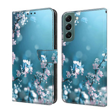 For Samsung Galaxy S22+ Crystal 3D Shockproof Protective Leather Phone Case(Plum Flower)