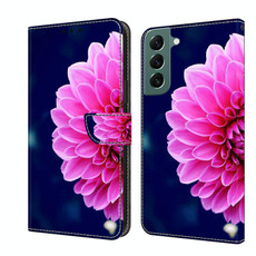 For Samsung Galaxy S22+ Crystal 3D Shockproof Protective Leather Phone Case(Pink Petals)