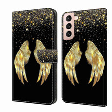 For Samsung Galaxy S21 Crystal 3D Shockproof Protective Leather Phone Case(Golden Wings)