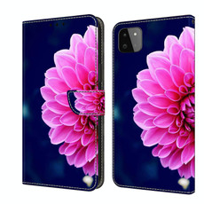 For Samsung Galaxy A22 5G Crystal 3D Shockproof Protective Leather Phone Case(Pink Petals)