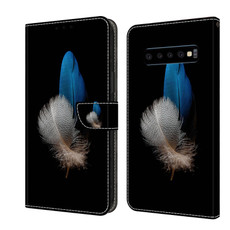 For Samsung Galaxy S10 Crystal 3D Shockproof Protective Leather Phone Case(Two Branches)