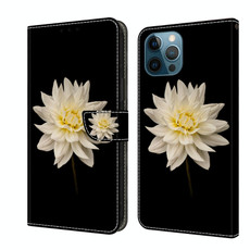 For iPhone 12 Pro Max / 13 Pro Max Crystal 3D Shockproof Protective Leather Phone Case(White Flower)
