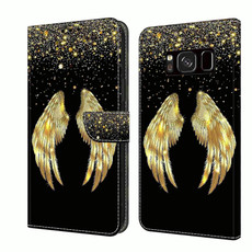 For Samsung Galaxy S8 Crystal 3D Shockproof Protective Leather Phone Case(Golden Wings)